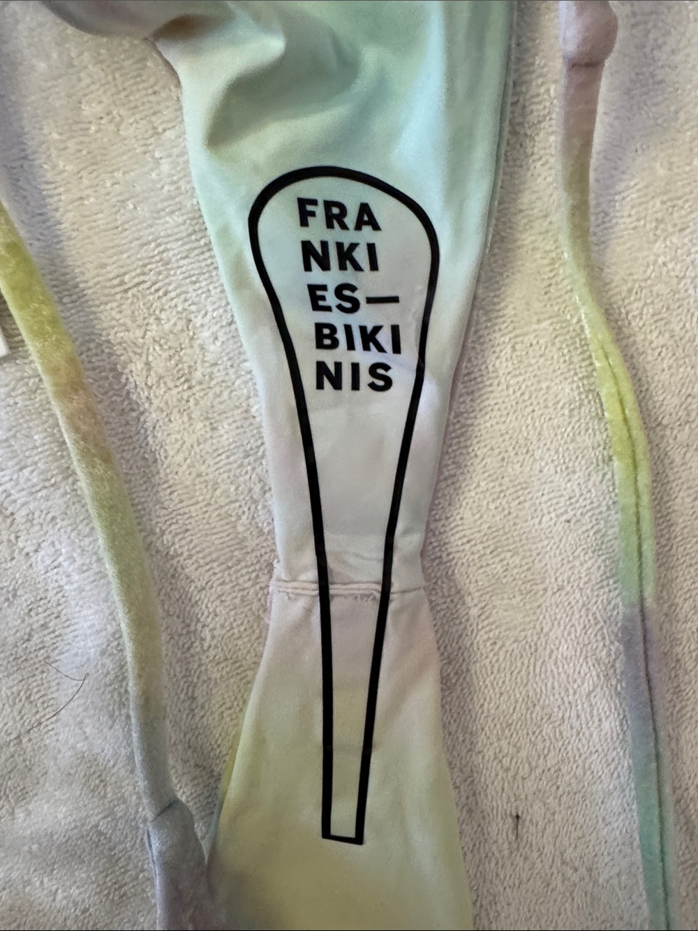 NWT Frankie’s Bikinis Tie-Dye Velvet Triangle Bikini Set - Pastel Multi - Picture 3 of 4